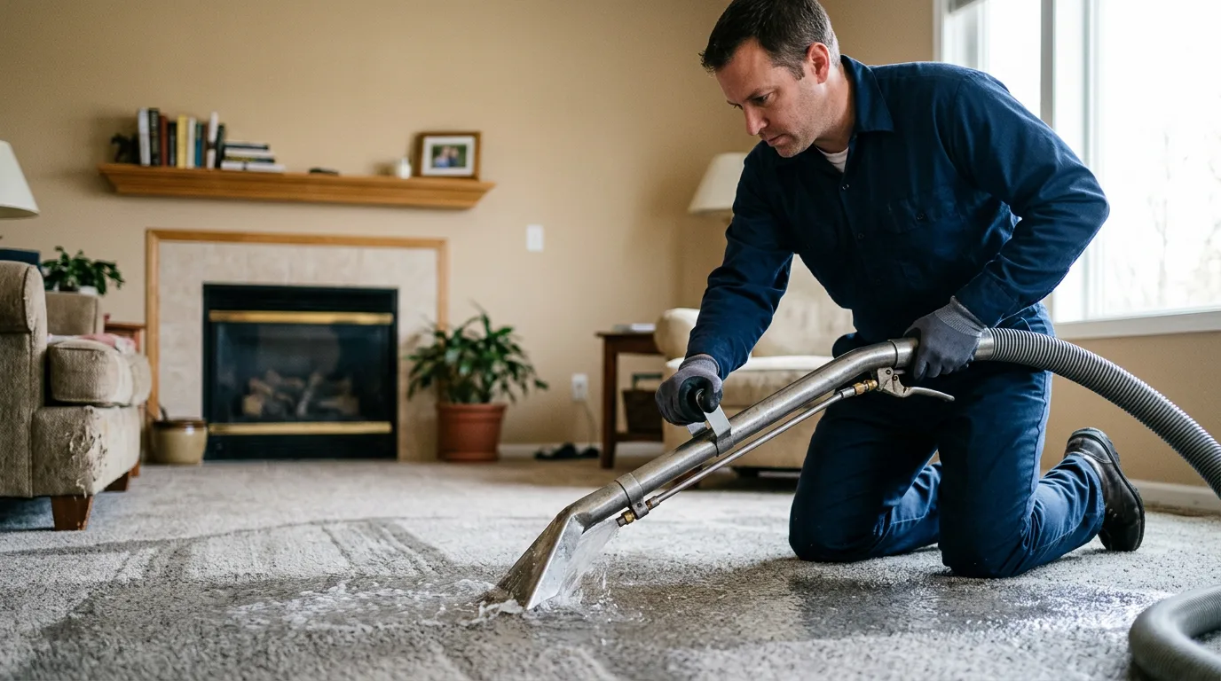 Water damage restoration technician working near Point Pleasant Beach, NJ
